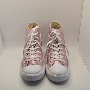 Converse AllStar Lux Mid Hidden Hi Top Wedge Heel Sneakers Metallic Fuschia Sz 9